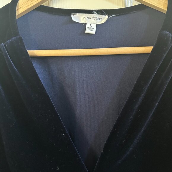 Pink Desert Dress Velvet Wrap Navy Blue Maxi Short Sleeve SZL Whimsygoth - Picture 8 of 12